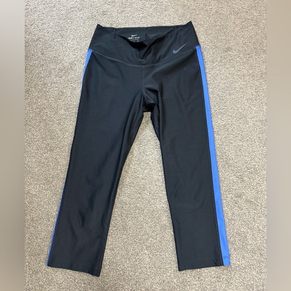 Nike Women's Power Black / Blue Running Crop Leggings Size S - Picture 3 of 4